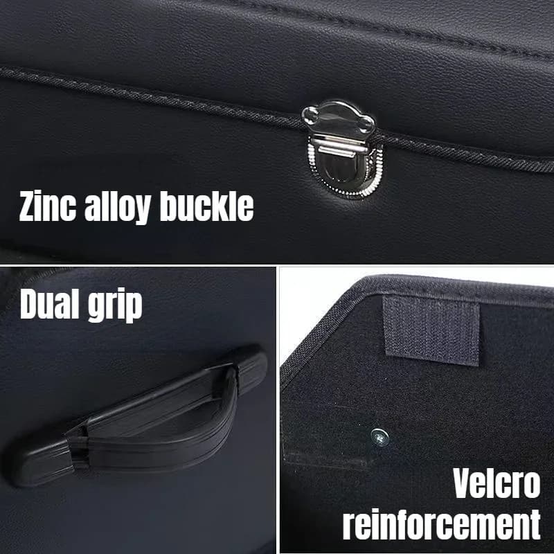 Car Trunk Organizer Organizers And Storage Suv Faux Leather Foldable Trunk Multi-Compartment Adjustable Auto Grocery Storage Box — view 6