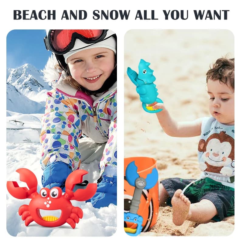 Children's beach toy, lobster, dinosaur toy clip, male and female crab foot pliers, robotic arm, beach dredging shovel set — view 3