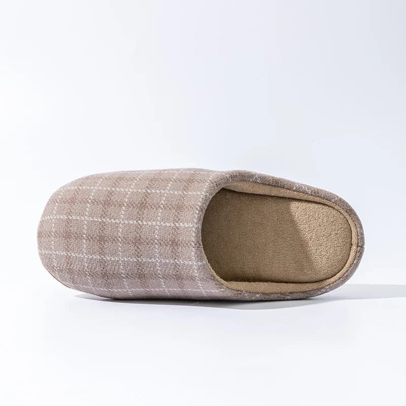 Men's Spring And Autumn Home Mute Slippers Plaid Design Bedroom Wood Floor Comfortable Soft Bottom Non-slip Mute Couple Style — view 5