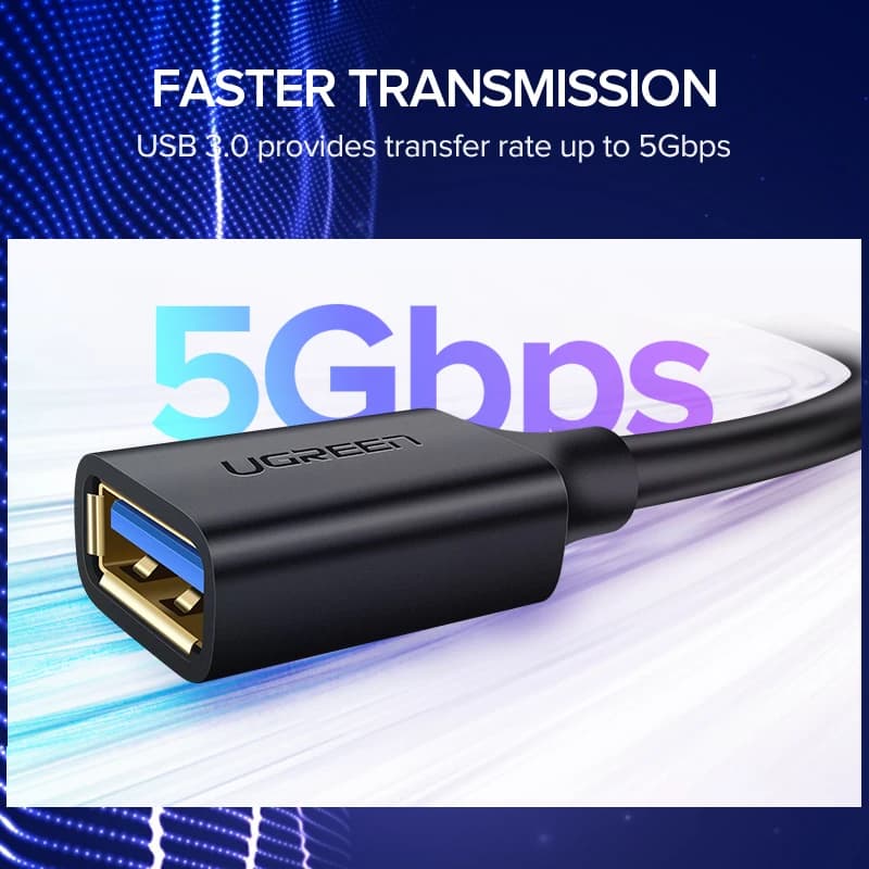 UGREEN USB Extension Cable USB 3.0 Cable for Smart Laptop PC TV Xbox One SSD USB 3.0 2.0 Extender Cord Mini Fast Speed Cable — view 2