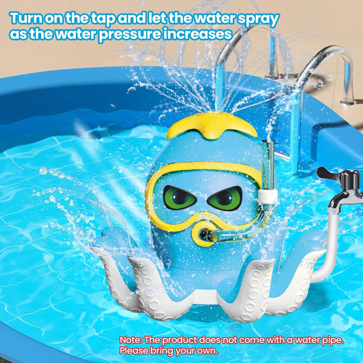 outdoor Water Toy Baby Bath Toys Cartoon Squid windmill Sprinkler Rotating Spray Garden Yard  Fun Games Toys for Kids boys girls — view 2