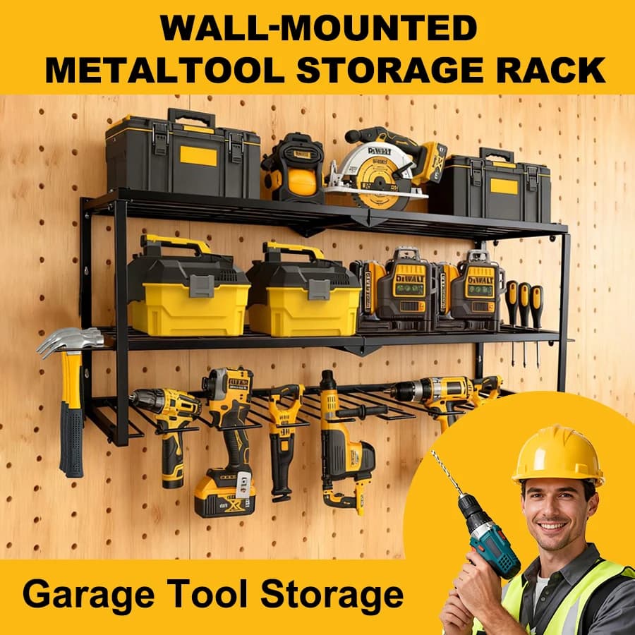 Tool Organizer Shelf-Pegboard Hook System For Cordless Drill Racks Garage Tool Storage & Workspace Efficiency Tool Wall Panels. — view 2