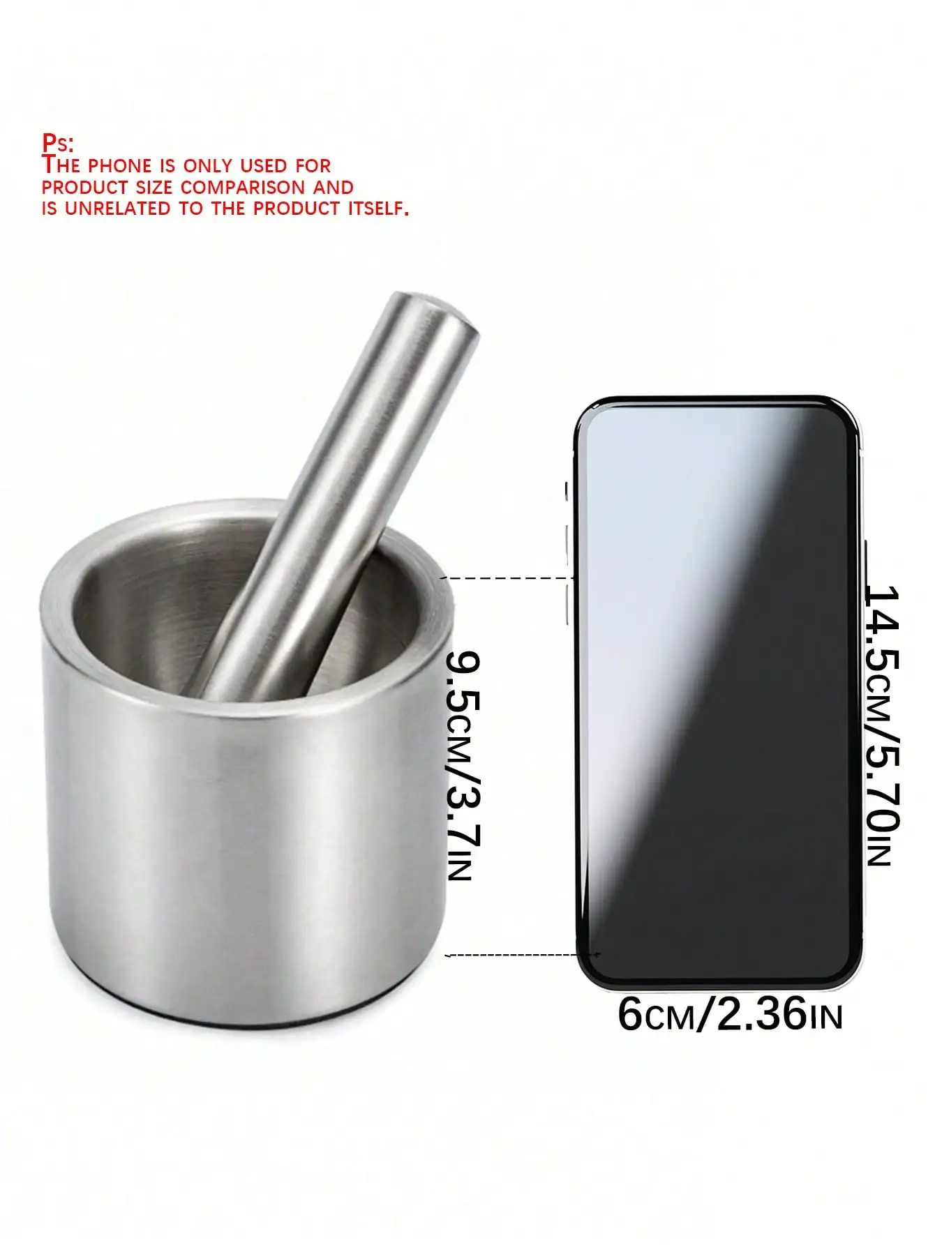 1pc 304 Stainless Steel Garlic Masher, Manual Mortar And Pestle Grinder For Making Garlic Paste, Crushed Herbs And Spices — view 3