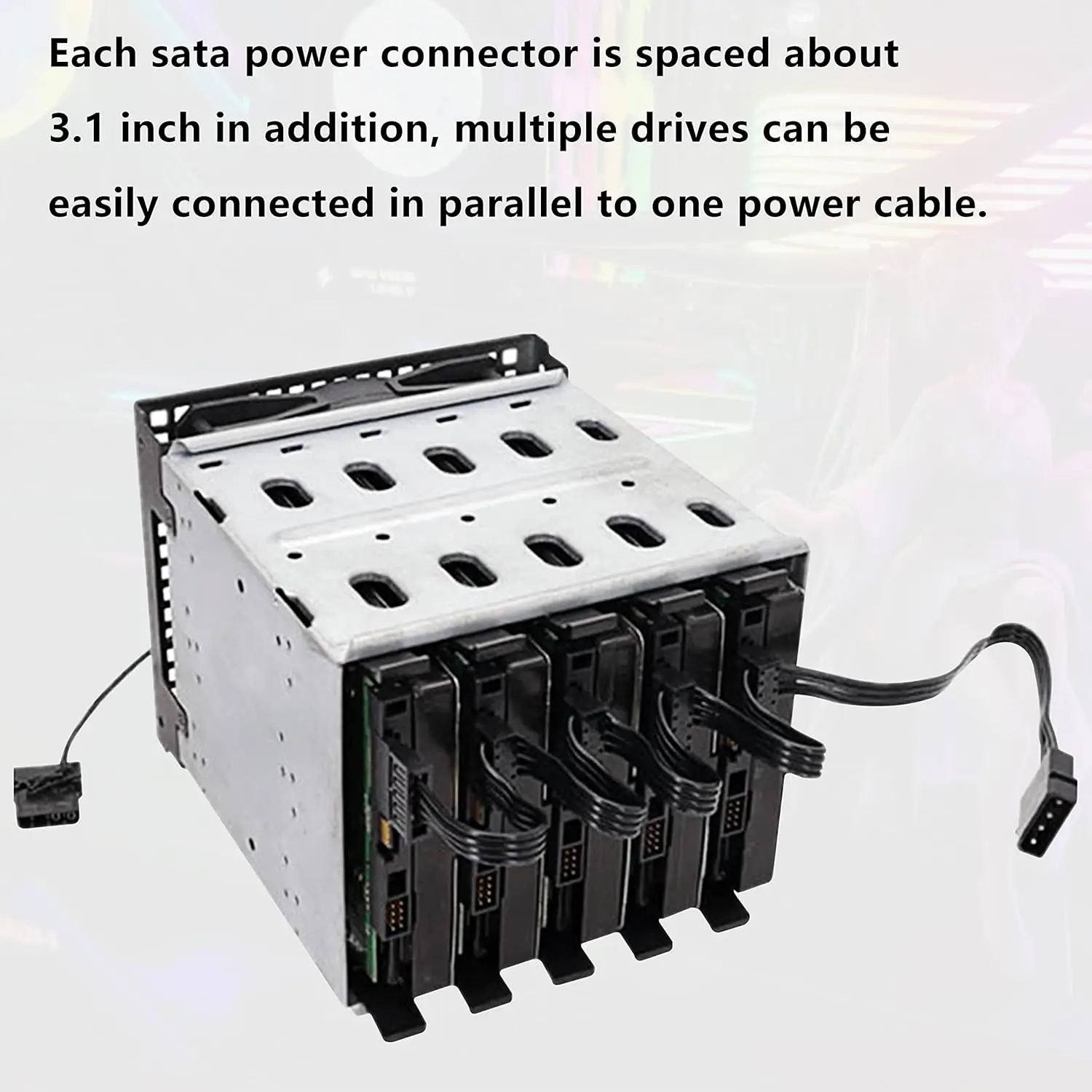 High Quality 1 Pcs Practical Durable PC Server 4 Pins IDE Molex 1 to 5 SATA Power Cable Adapter Splitter Cables 18AWG Black 40cm — view 4