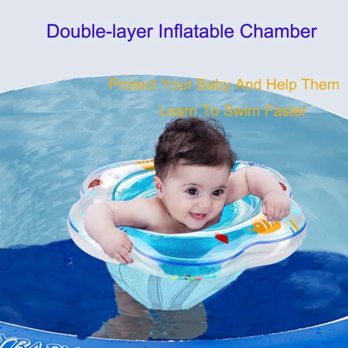 Baby Swimming Lifebuoy Baby Swimming Bath Swimming Training Environmental Safety Double Airbag Blue Swimming Ring — view 2