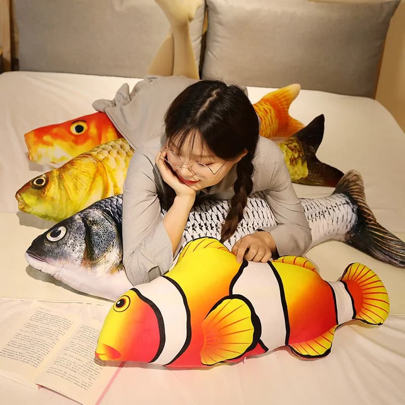 1pc 30-120cm 3D Simulation Gold Fish Plush Toys Stuffed Soft Animal Carp Plush Pillow Creative Sofa Pillow Cushion Gift Kids Toy — view 3