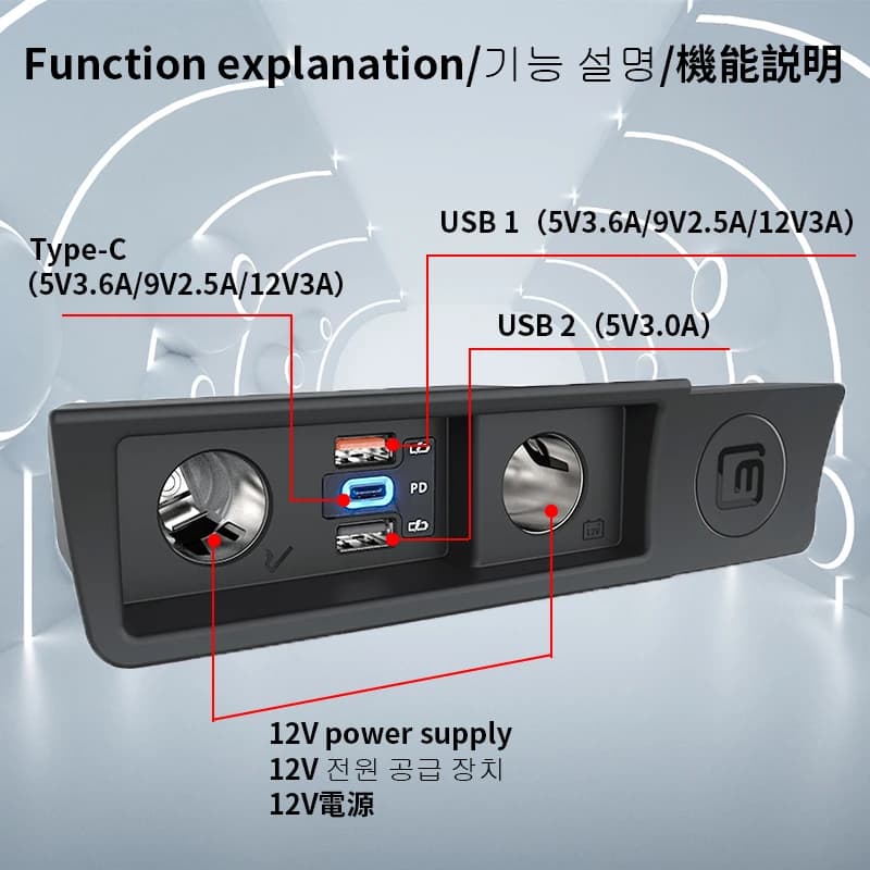 LOYEUANR For VW passat B6 B7  CC R36 Car Charger Cigarette lighter USB Fast Charging Type C  Power Adapter — view 4