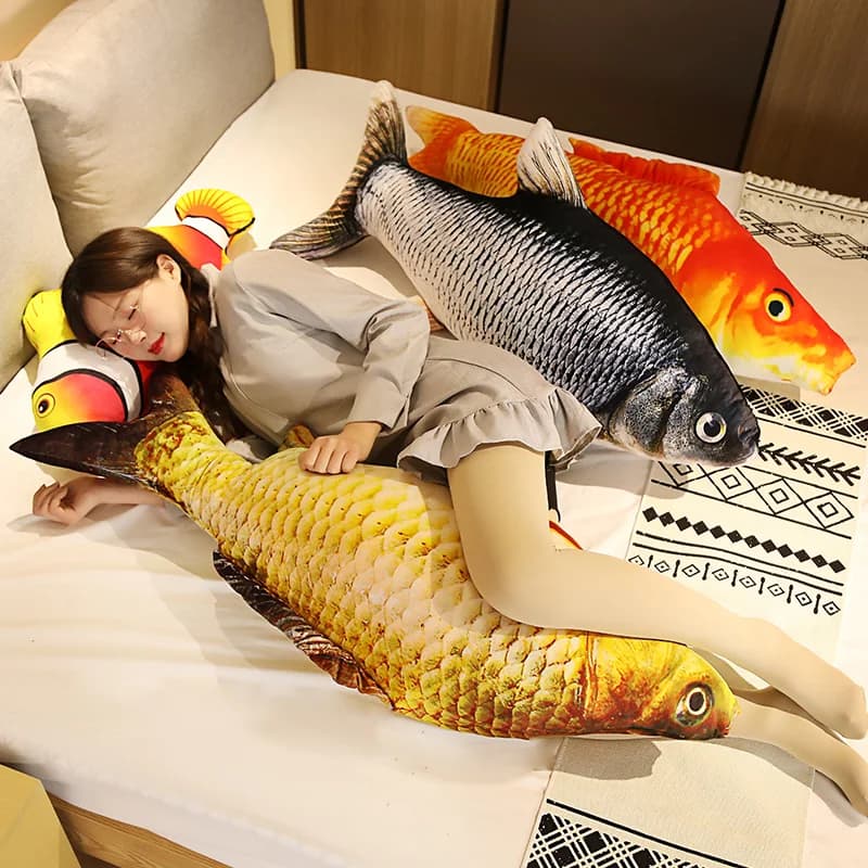 1pc 30-120cm 3D Simulation Gold Fish Plush Toys Stuffed Soft Animal Carp Plush Pillow Creative Sofa Pillow Cushion Gift Kids Toy