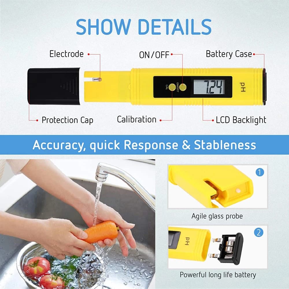 PH Meter & TDS Meter Digital Water Quality Tester 0-14 PH Meter Tester 0-9990PPM TDS&EC LCD Water Purity PPM Aquarium Filter — view 3