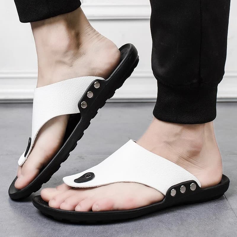 YRZL Slippers Summer Flip-Flops for Men Beach Slippers Brown Sandals Comfortable Shoes Non-Slip Bathroom Shoes  Men Slides — view 4