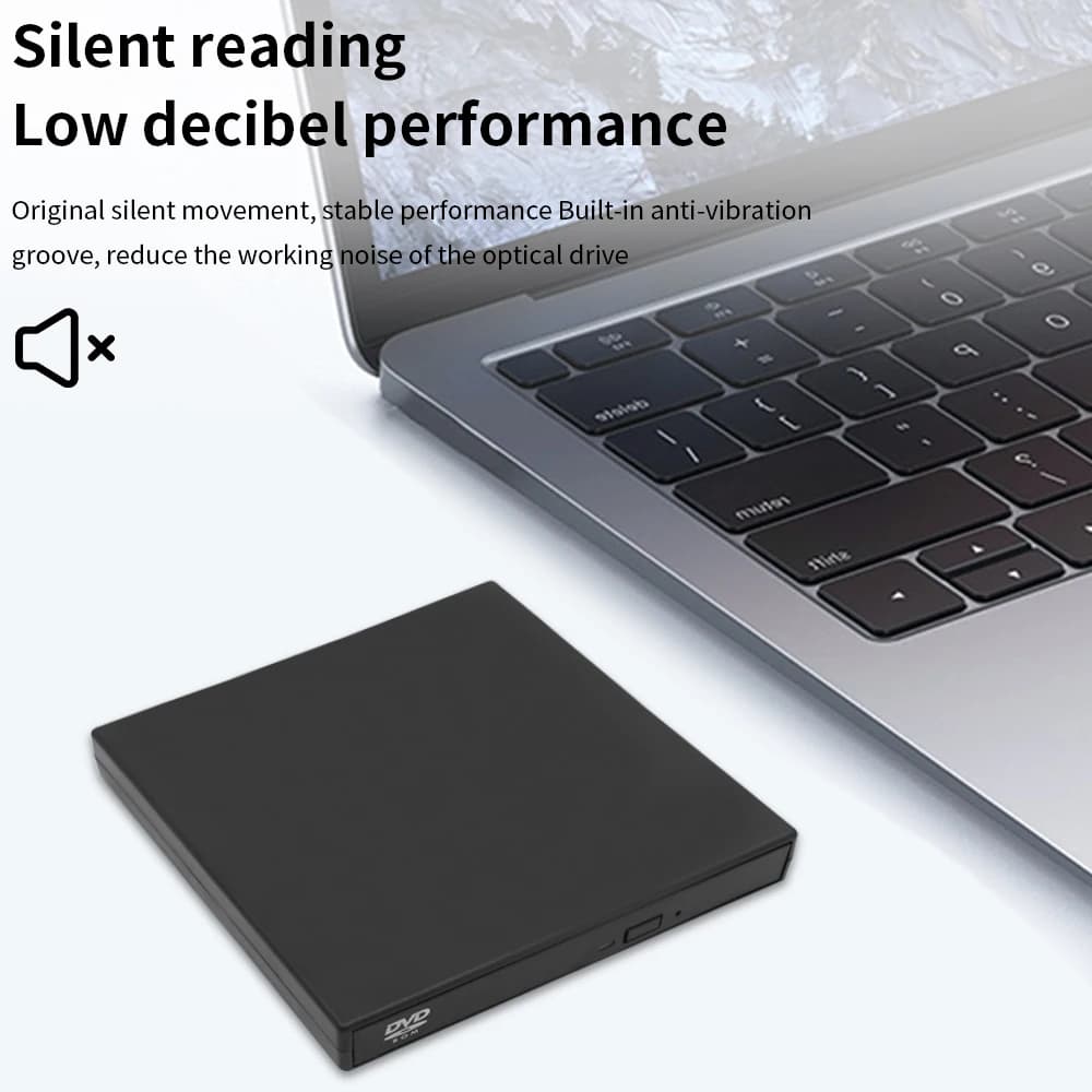 DeepFox USB External CD DVD Reader CD/DVD Drive USB2.0 External Disk Drive CD-ROM DVD-ROM Optical For Macbook Laptop Desktop PC — view 3