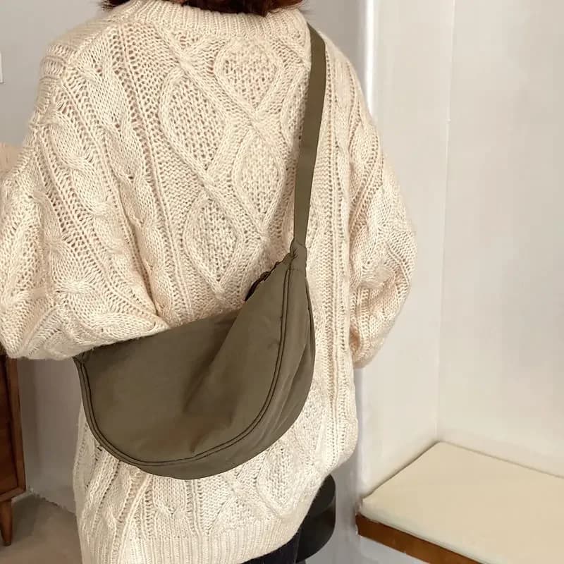 Simple Design Women's Messenger Bag Fashion Ladies Nylon Hobos Small Shoulder Bags Vintage Female Girls Purse Cloth Handbags — view 3