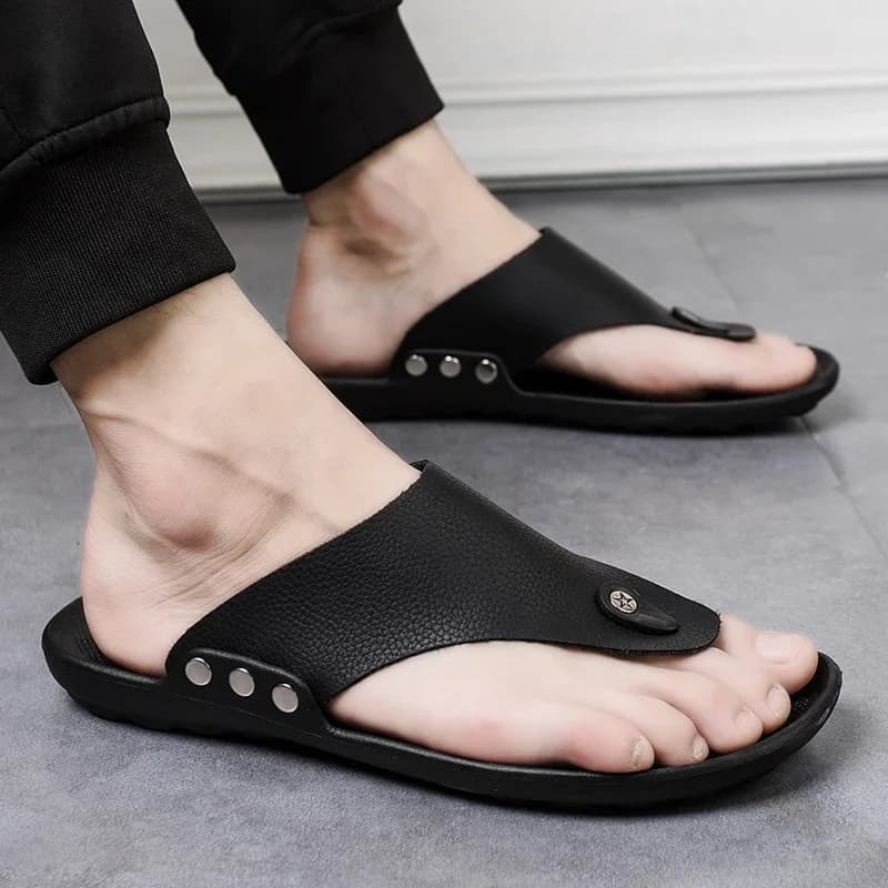 YRZL Men's Summer Flip-Flops Non-Slip Comfortable Beach Sandals for Men Lightweight EVA Slippers for Bathroom Man Shoes — view 5
