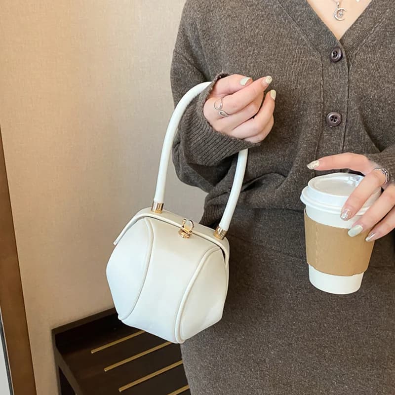 Bowling Spherical Women's Handbag Luxury Brand Designer Hobos Bag Fashion Mini Round Shoulder Bags PU Leather Female Purse — view 3