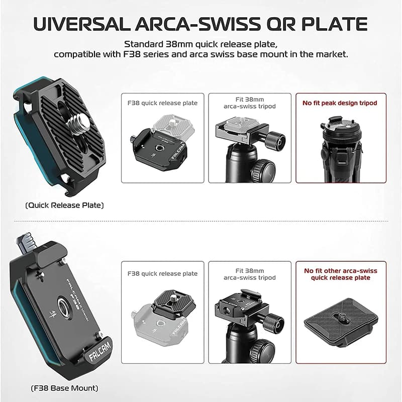 Ulanzi FALCAM F38 Universal DSLR Camera Gimbal Arca Swiss Quick Release Plate Clamp Quick Switch Tripod Slider Mount Adapter — view 2
