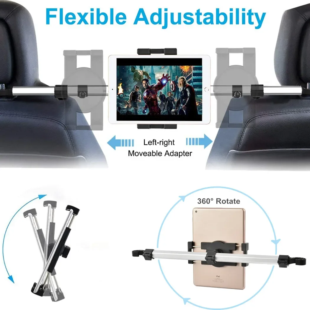 Kids Road Trip Phone Tablet Holder for Car Backseat Headrest Mount Fits 6-15" Devices for iPad Air Pro 13 Huawei Xiaomi Teclast — view 5
