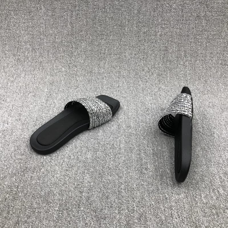 2023 Summer Fashion New Sexy Casual Outerwear Solid Color Crystal Flat Slippers Comfortable Sandals Zapatos Mujer — view 2