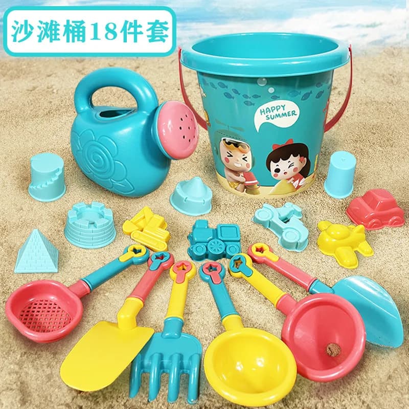 23PCS Summer Beach Set Toys For Kids Digging Sand Plastic Bucket Watering Bottle Shovels Children Beach Water Game Toys Tools — view 2