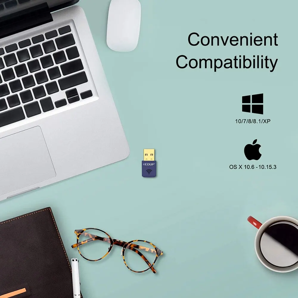 EDUP Mini WiFi Adapter 150Mbps WiFi Wireless Network Card Bluetooth4.0 USB2.0 WiFi Ethernet Stable Signal Adapter for PC Laptop — view 5