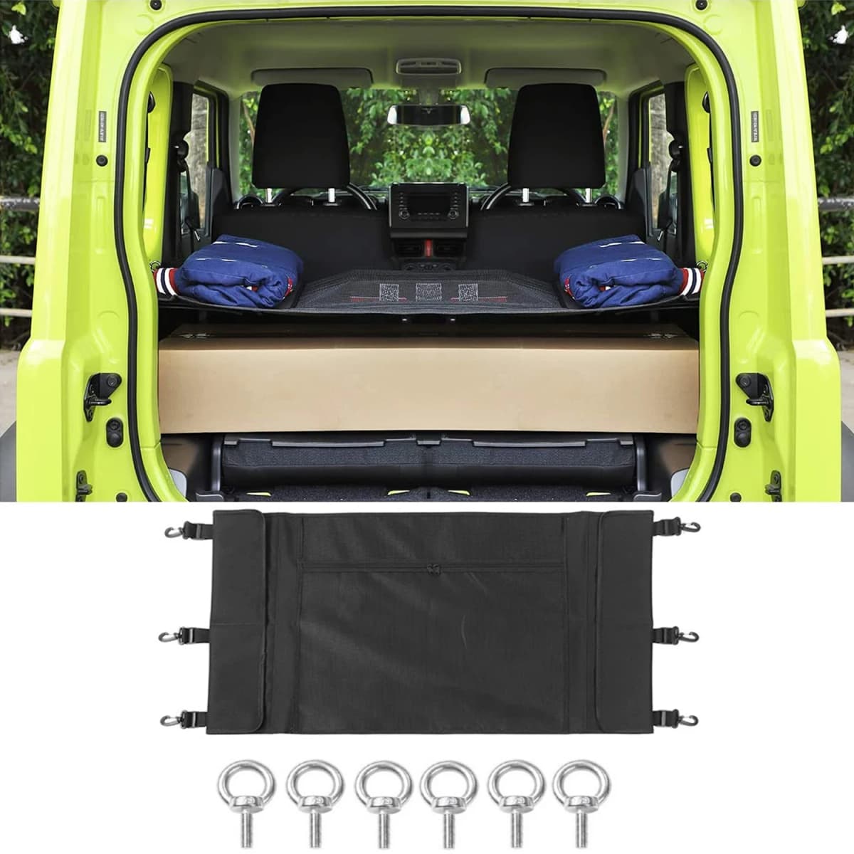Car Rear Trunk Curtain Cover Storage Bag Net Organizer for Suzuki Jimny JB64 JB74 2019-2026 Stowing Tidying Interior Accessories