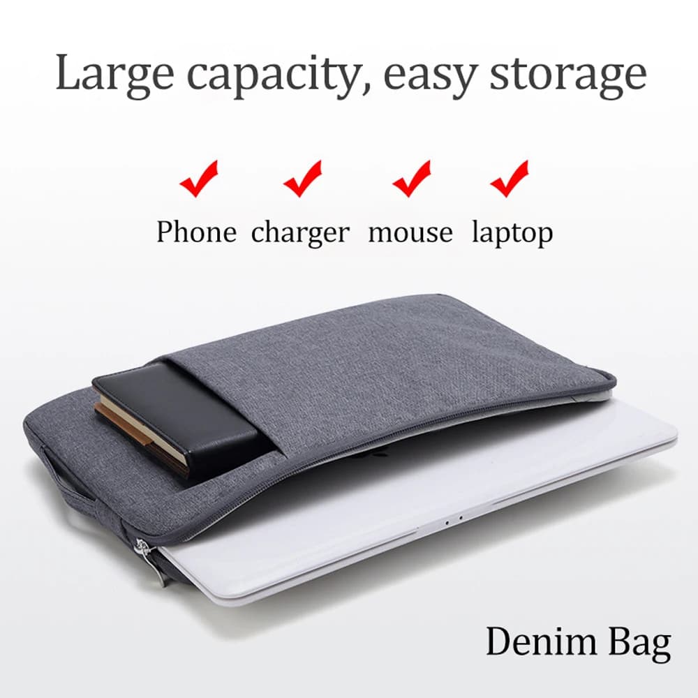 Laptop Bag for Macbook Air m2 Case 13 13.3 14 15 16 Inner Bladder For Macbook Pro Air M1 Lenovo Dell HP Huawei Xiaomi Denim Bag — view 2