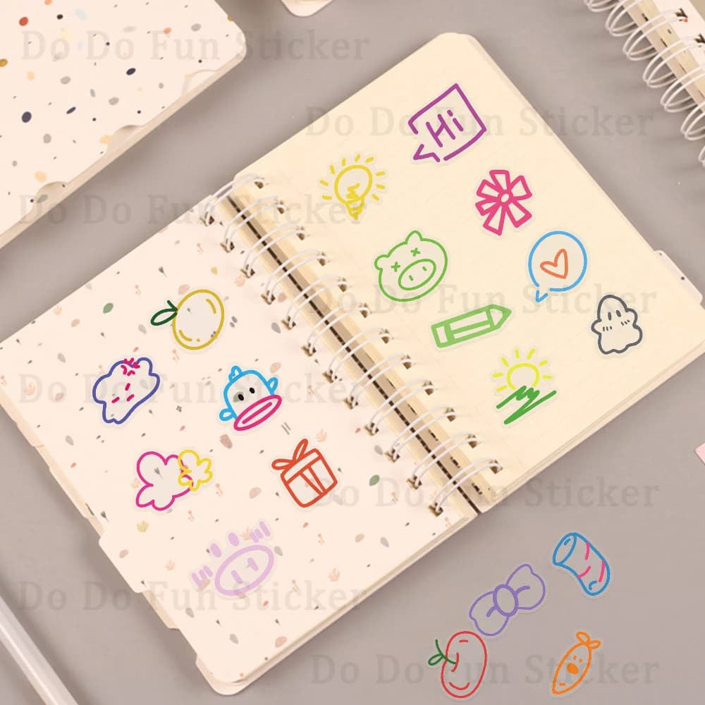 60PCS Cute Cartoon Colorful Small Items PET Sticker Waterproof Oil proof Transparent Ins Style DIY Scrapbook Water Cup Laptop — view 3