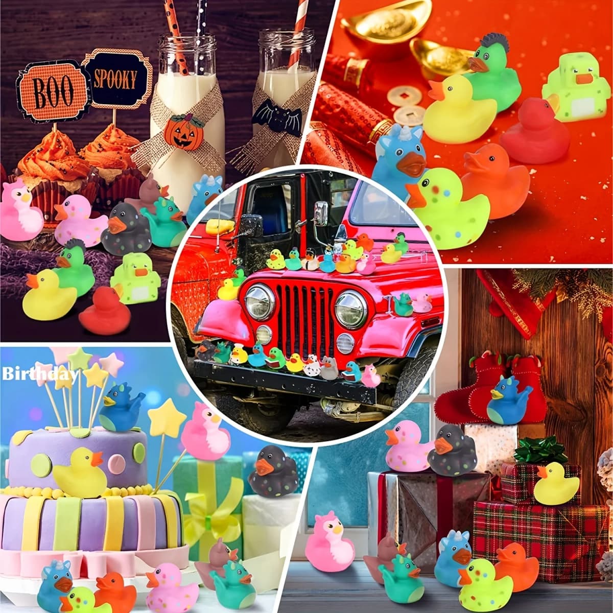 30-Pack Rubber Ducks in Bulk,Assortment Duckies for Jeep Ducking Floater Duck Bath Toys Party Favors Color&Style&Whistle Random — view 6