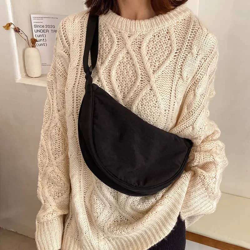 Simple Design Women's Messenger Bag Fashion Ladies Nylon Hobos Small Shoulder Bags Vintage Female Girls Purse Cloth Handbags — view 4
