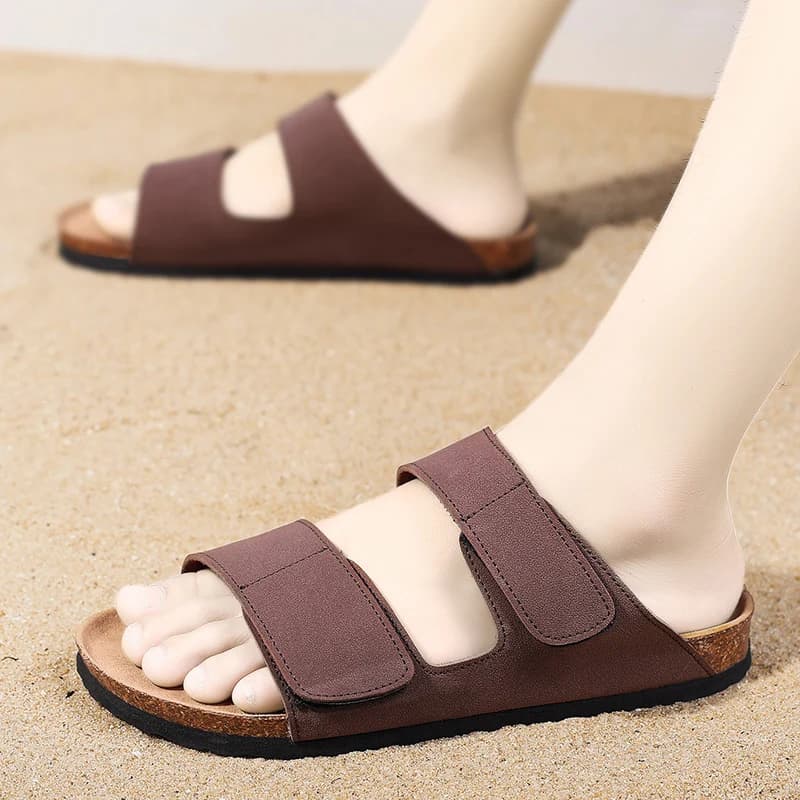 Men's Cork Casual Slippers Summer Outdoor Anti slip Beach Shoes Fashion Youth Breathable Comfortable Versatile Trendy Sandals — view 4