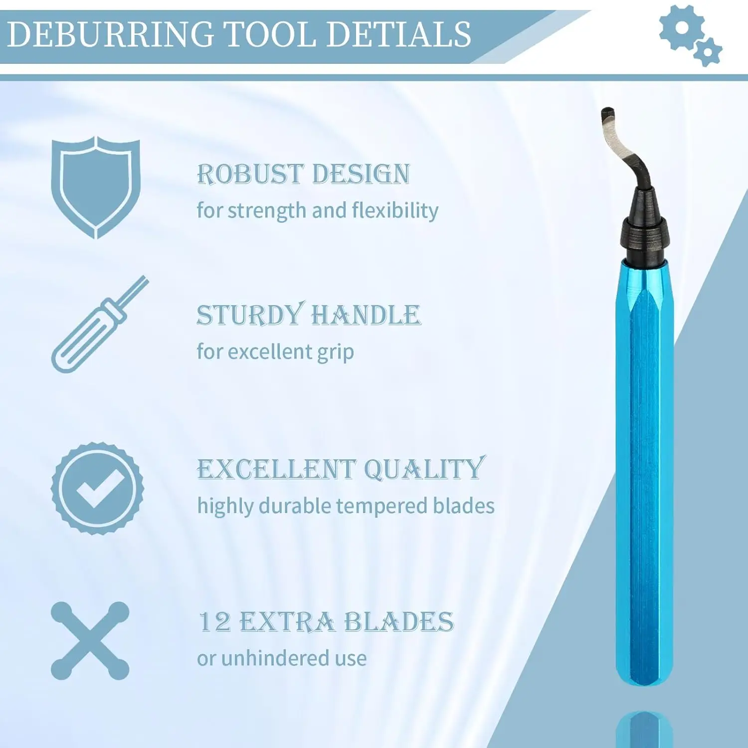 Deburring Tool with 12 High Speed Steel Blades, Deburring Tool 3D Printing, Deburring Tool for Metal,Plastic, 3D Printed Edges — view 4