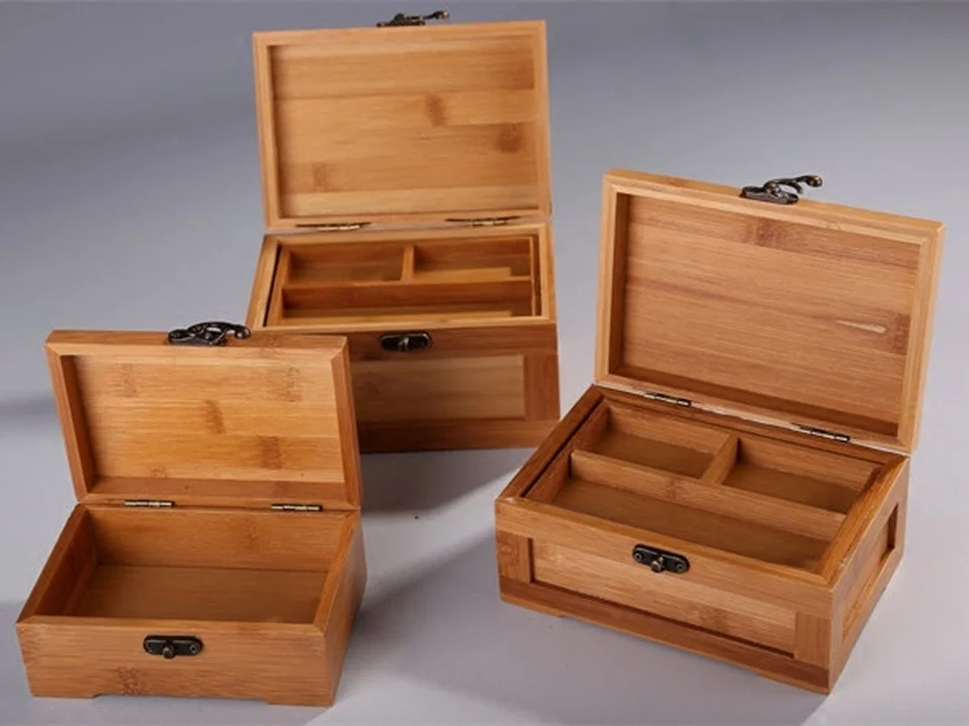 Bamboo Craft Princess Korean Bamboo Jewelry Box Wooden Jewelry Storage Box Small Collection Box Gift Box WF — view 2
