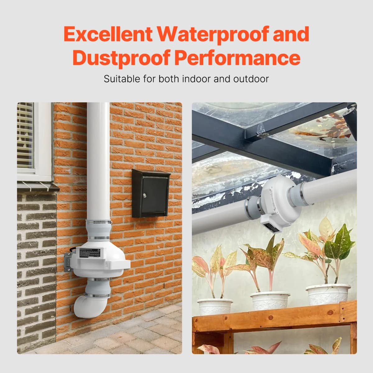 SucceBuy Radon Fan Installation Kit Quiet Radon Mitigation Fan System Kit with Indicator Waterproof Indoor/Outdoor Ventilation — view 4