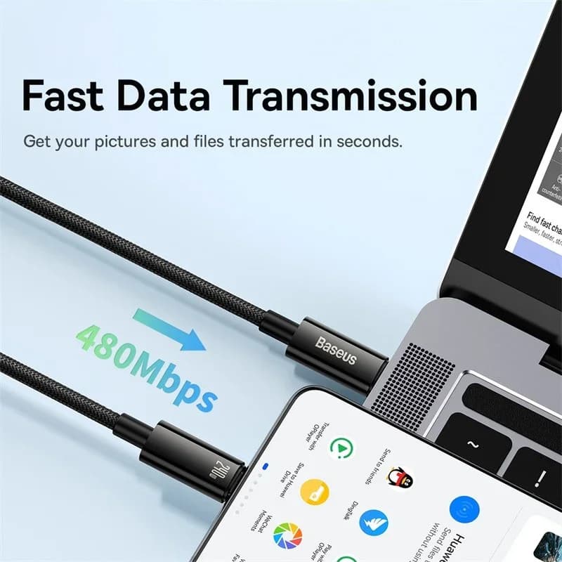 Baseus 240W USB C Cable for iPhone 17 16 15 Plus Pro Max Supercharge for Macbook Fast Charger Type C Cable  for xiaomi  Samsung — view 5