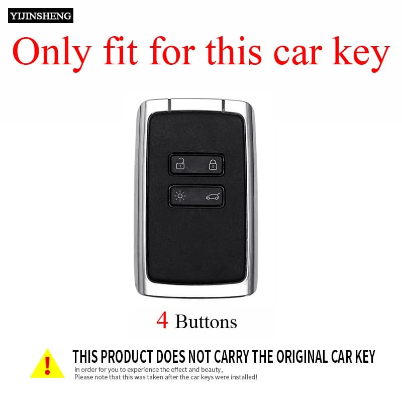 4 Button Zinc Alloy + Leather Car Key Case Cover Skin Holder For Renault Koleos Kadjar Captur Megane Clio Scenic Talisman Arkana — view 2