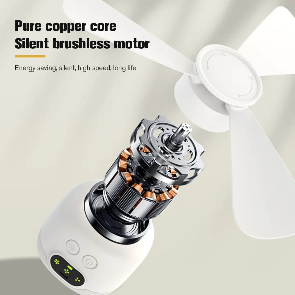 Portable Wireless Ceiling Fan Light Rechargeable Camping Fan with Remote Control Tent Fan Outdoor Fan for Outdoor Camping — view 4