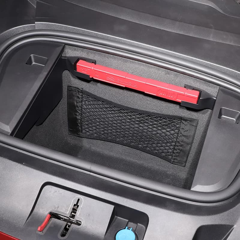 For Porsche Taycan 2019 2020 2021 2022 Polyester Black Car Trunk both sides Storage Mesh Bag Cargo Storage Net Car Accessories — view 3