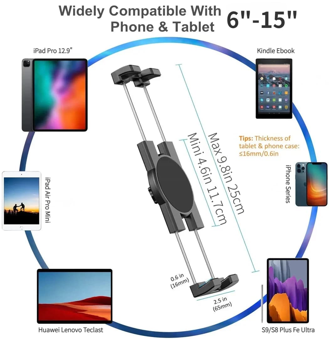 Kids Road Trip Phone Tablet Holder for Car Backseat Headrest Mount Fits 6-15" Devices for iPad Air Pro 13 Huawei Xiaomi Teclast — view 3