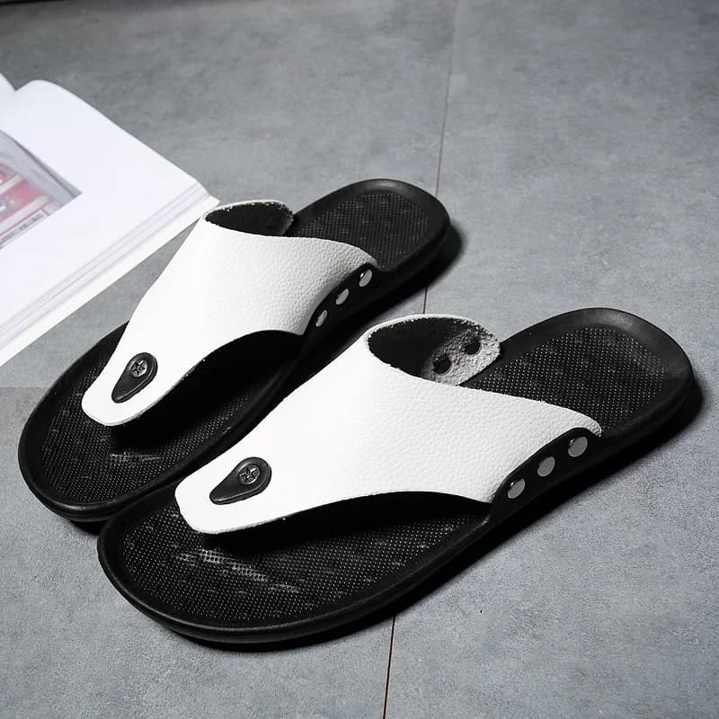 YRZL Slippers Summer Flip-Flops for Men Beach Slippers Brown Sandals Comfortable Shoes Non-Slip Bathroom Shoes  Men Slides — view 2