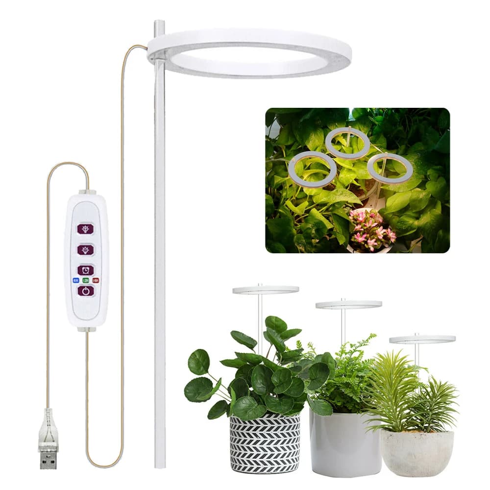 5PCS Full Spectrum Dimmable USB LED Grow Light Plant Growing Indoor Plants Ring Lamp