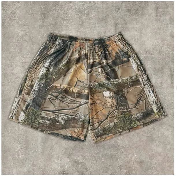 American Trendy Shorts Tree Trunk Graphics Casual Shorts Women Men Oversize Sports Trunks Street Short Pants Hawaii Beach Pants