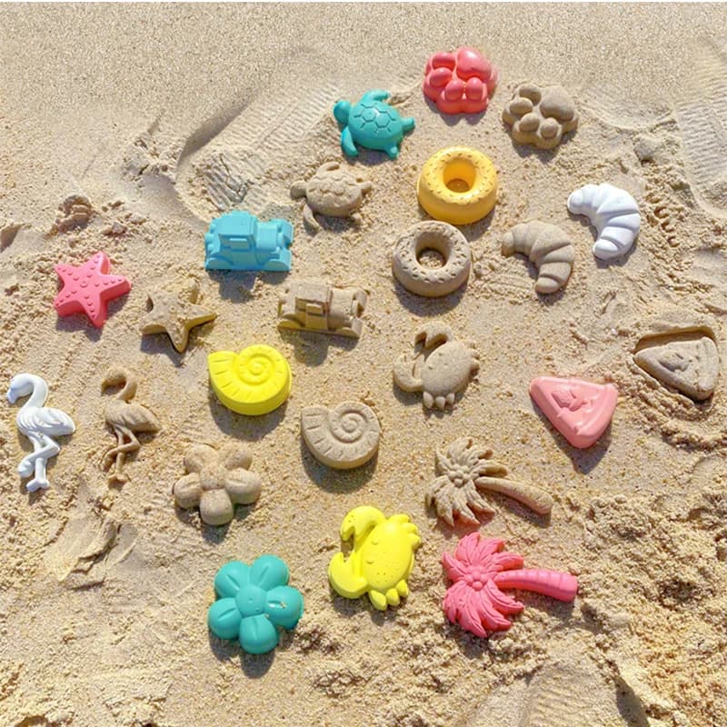 Beach Toy Sand Mold Sand Printing Seaside Sand Digging Tool Accessories Wheat Straw Donut Engineering Vehicle 12-Piece Combinati — view 2