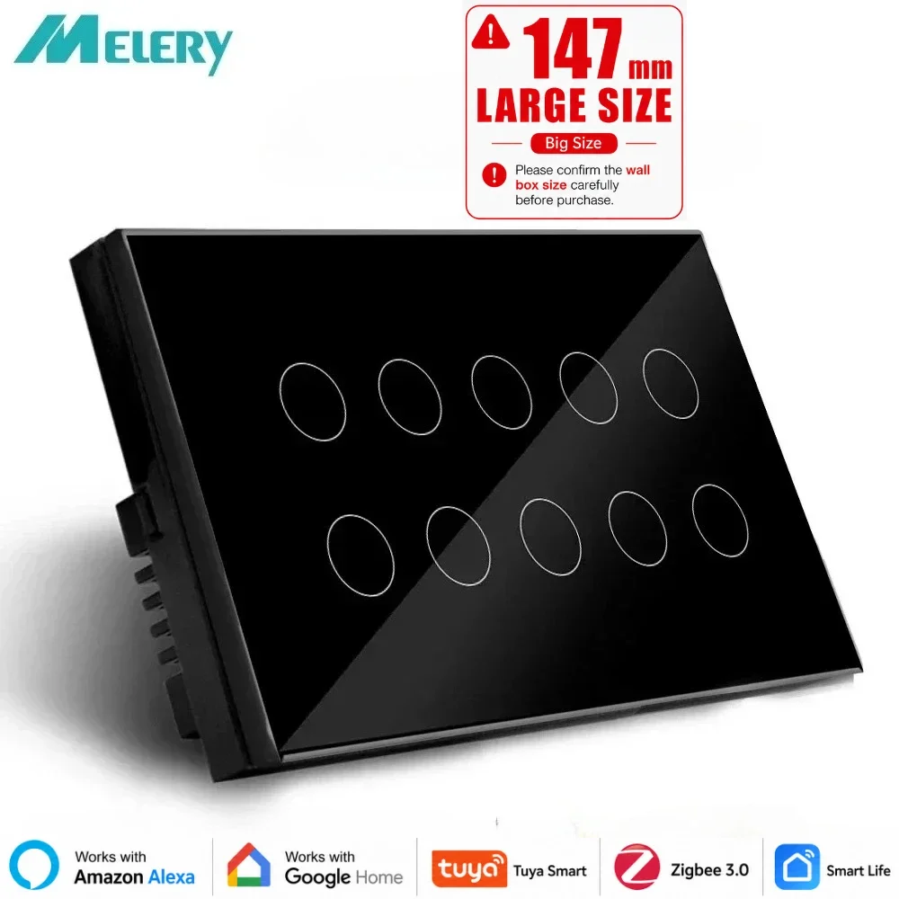 Melery 147 ZigBee Smart Light Switch TouchGlass Panel Wireless Interuptor 4/5/6 Gang Remote Control Alexa Google Home appliance