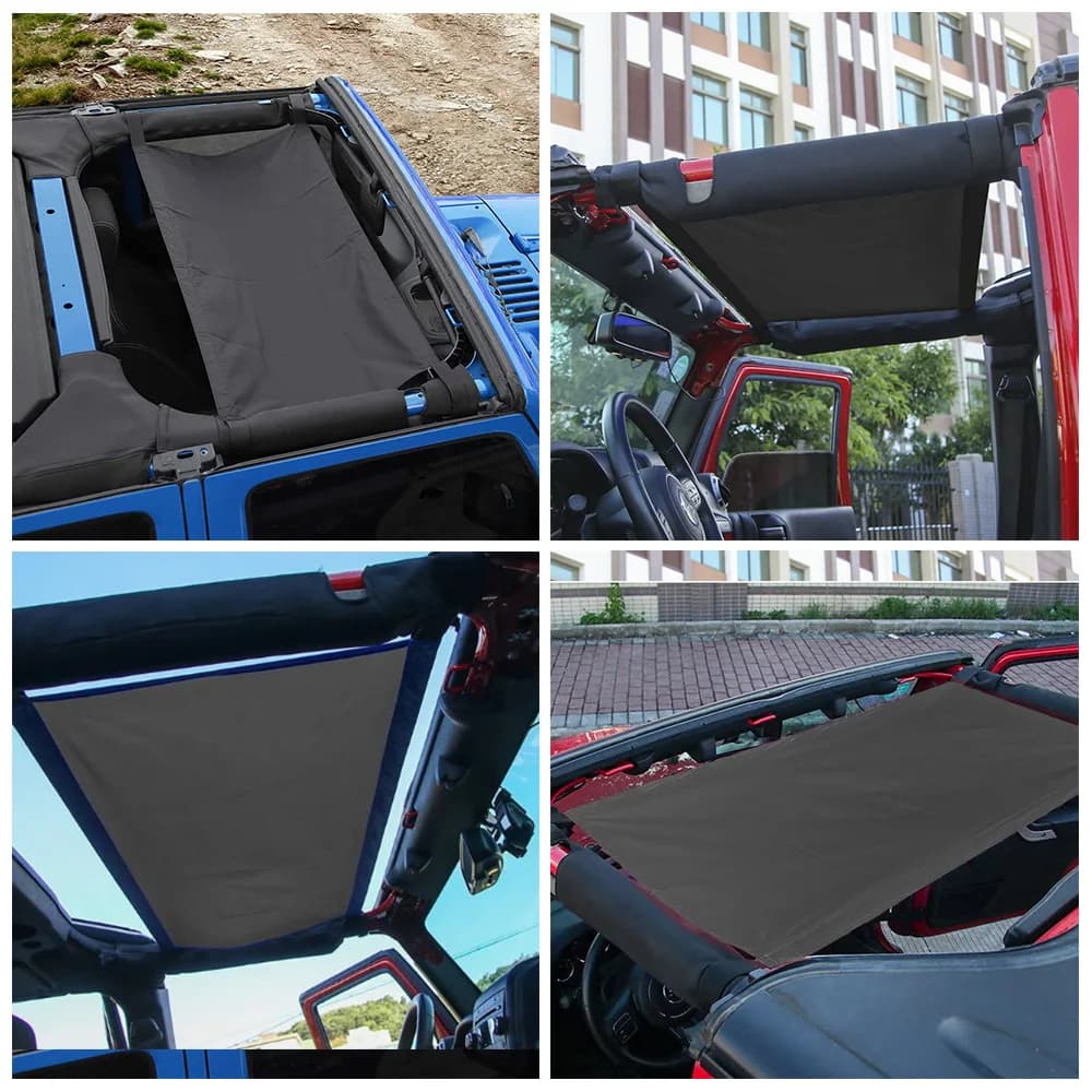 Car Roof Sunshade Bikini Top Sun Shade for Jeep Wrangler Unlimited Accessories 1987-2020 YJ, TJ, LJ, JK, JKU, JL, JLU, for Jeep — view 2