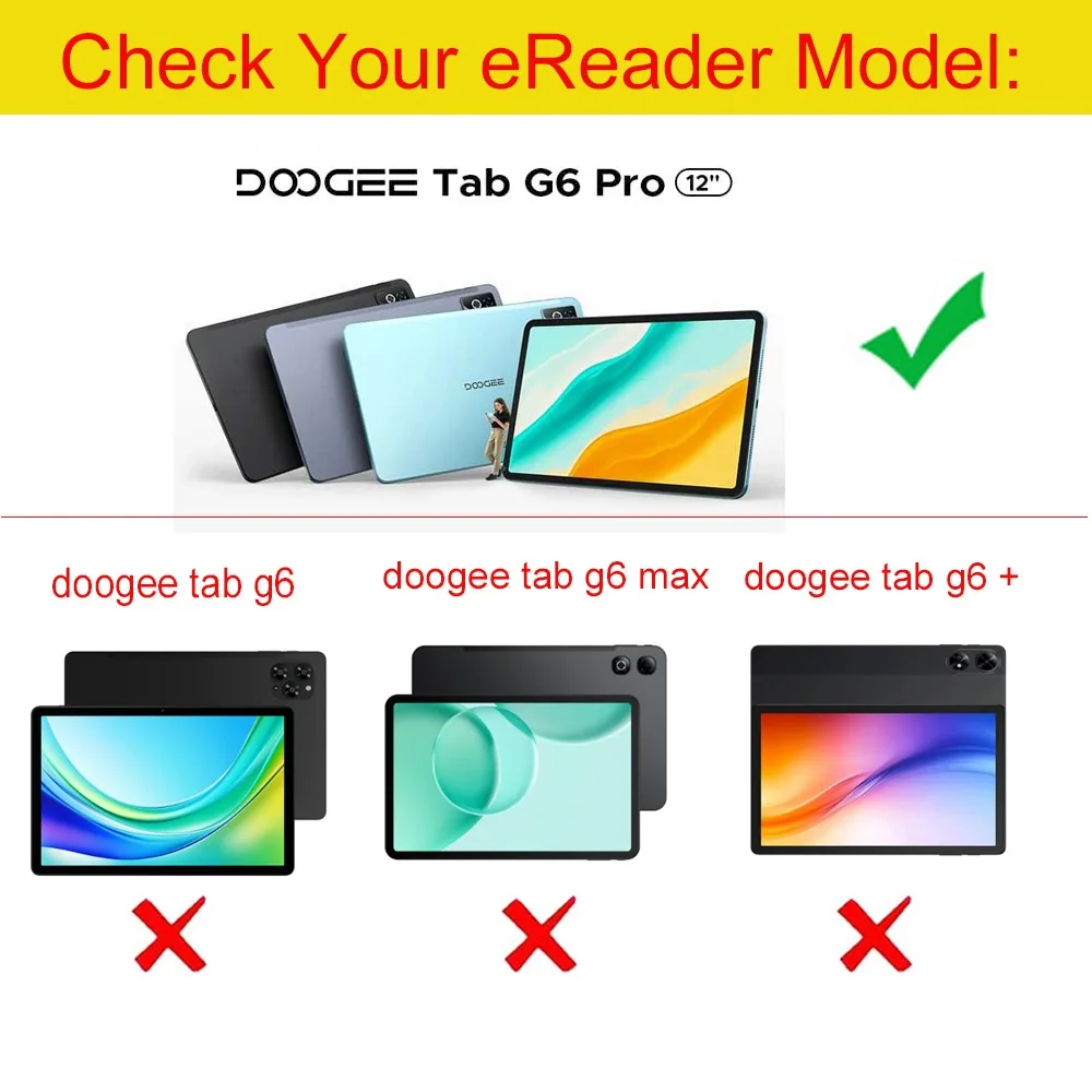 Funda Case For DOOGEE TAB G6 Pro Case ,12" Inch Tablet PC PU Leather Two-fold stand Case Cover with Hand Strap ,Pencil Holder — view 2