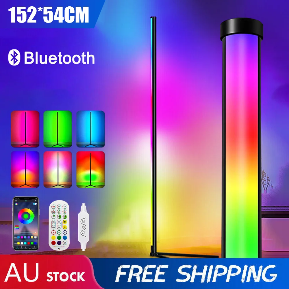 150CM RGB Floor Lamp Corner Light Stand LED Bluetooth Remote Control Streaming