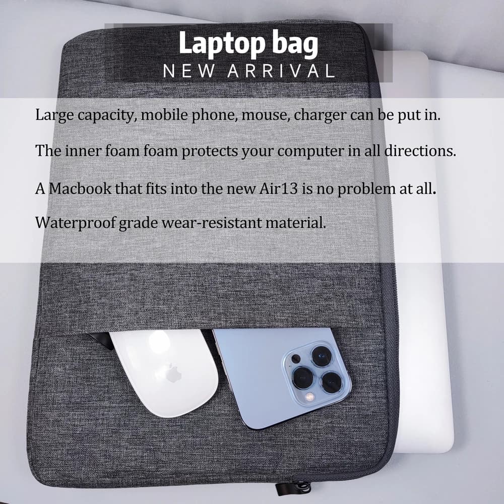Laptop Bag for Macbook Air m2 Case 13 13.3 14 15 16 Inner Bladder For Macbook Pro Air M1 Lenovo Dell HP Huawei Xiaomi Denim Bag — view 3