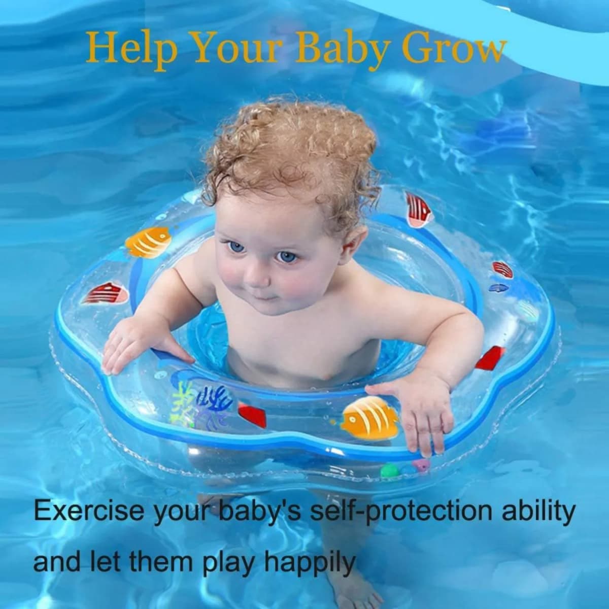 Baby Swimming Lifebuoy Baby Swimming Bath Swimming Training Environmental Safety Double Airbag Blue Swimming Ring — view 3