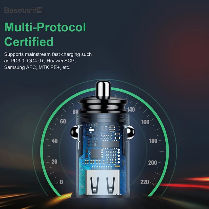 Baseus 30W Dual USB C Car Charger Type C FCP SCP USB PD 3.0 For iPhone 13 14 15 Sumsung Xiaomi Fast Charging Car Phone Charger — view 2