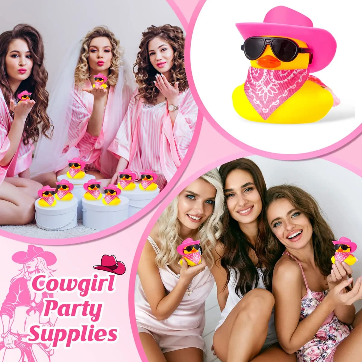 12 Set Cowboy Rubber Duck Bulk Mini Car Yellow Duckies Toys Party Favor Car Ornaments for Summer Birthday Swimming Supplies — view 5