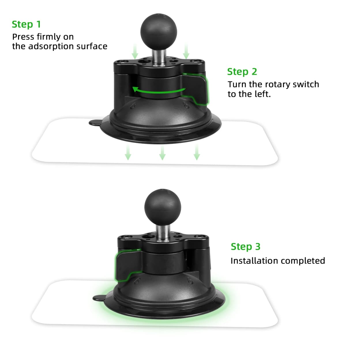 FANAUE Mobile Phone Holder Car Mount GPS Twist-Lock Composite Suction Cup Base with Ball Vehicle Windshields for RAM Mounts — view 2